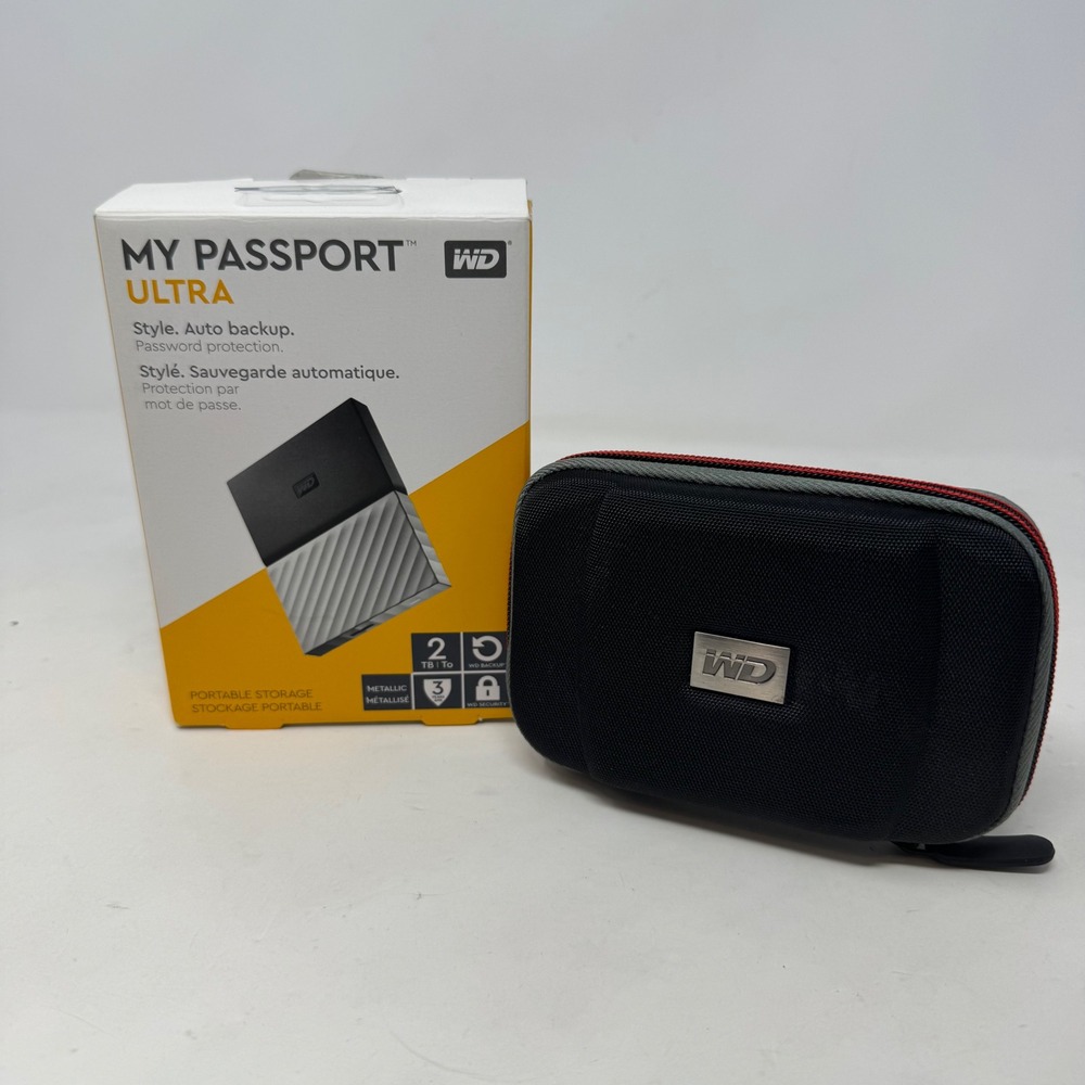 WD My Passport Ultra 2TB Portable External Hard Drive Silver Black WDBTLG0020BGY